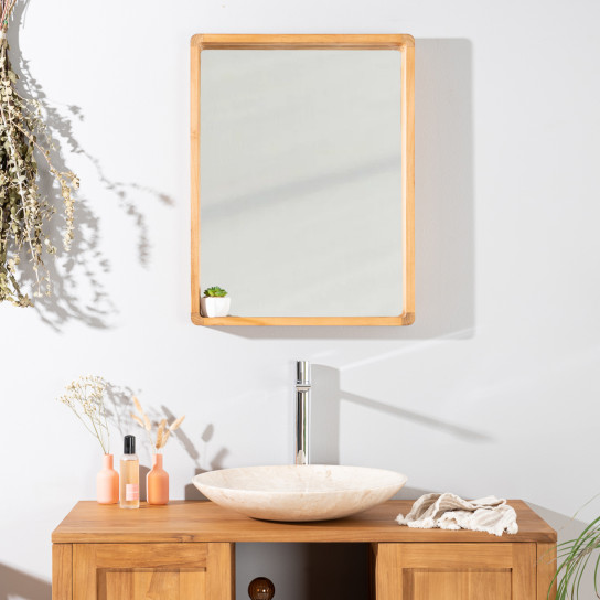 Miroir salle de bain en teck Samba 50 x 65 cm