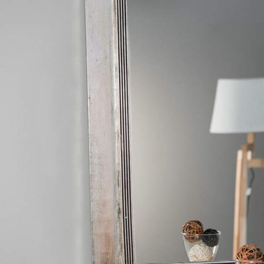 Miroir Venise en bois patiné argenté 140cm X 80cm