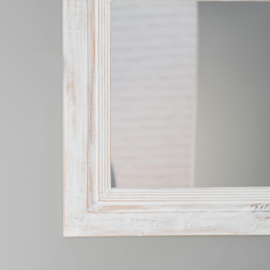 Miroir Venise en bois patiné Cérusé blanc 140cm X 80cm