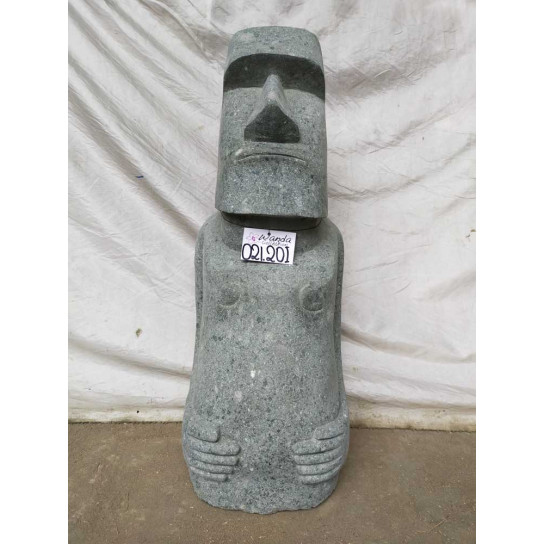 Moai polynésien debout en pierre 80 cm