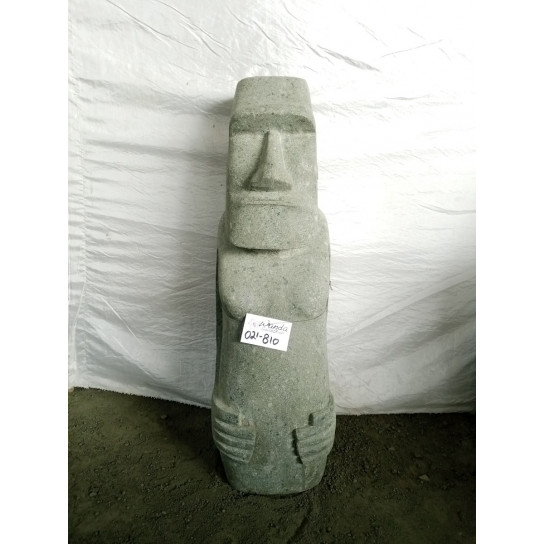 Moai polynésien debout en pierre volcanique jardin zen 80 cm