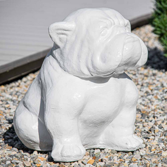 Modern bulldog statue white 40cm