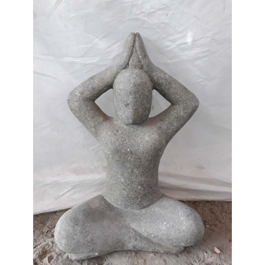 Modern woman yoga sculpture in stone 40 cm