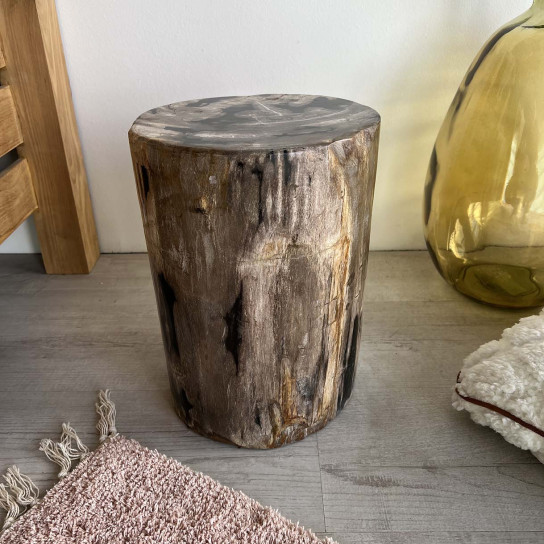 Petrified wood pouffe stool