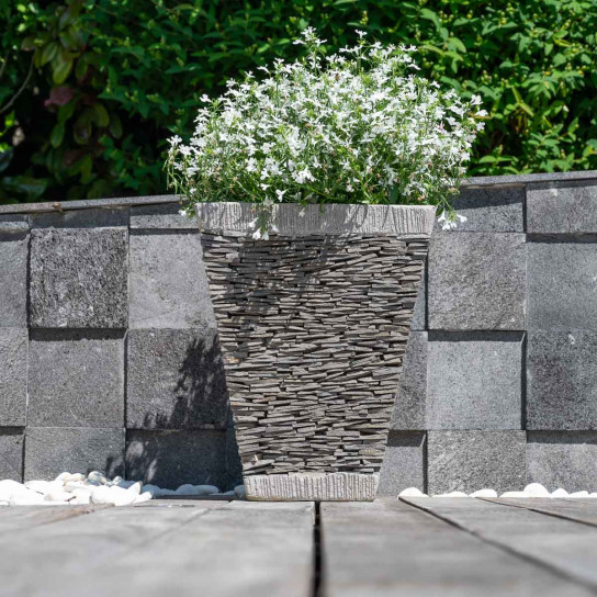 Pot bac jardinière carré ardoise hauteur 50cm pierre naturelle