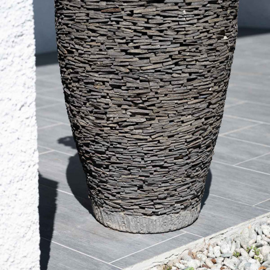 Pot bac jardinière forme oeuf ardoise 80cm jardin pierre naturelle