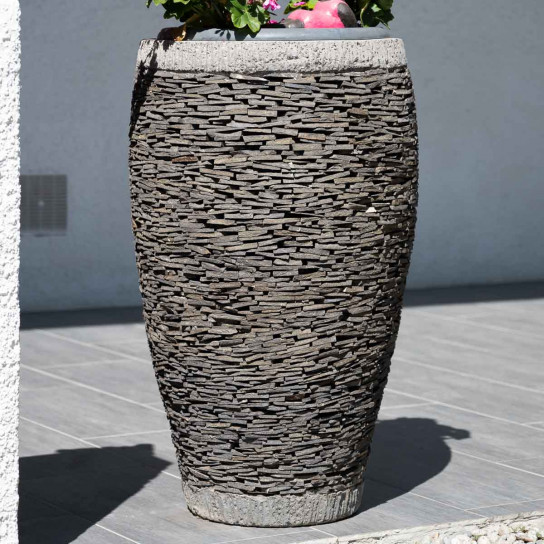 Pot bac jardinière forme oeuf ardoise 80cm jardin pierre naturelle