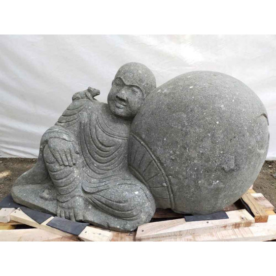 Reclining solid stone monk garden statue 1 m