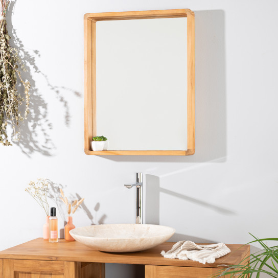 Samba teak bathroom mirror 50 x 65 cm