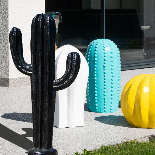 Sculpture contemporaine cactus noir 100 cm