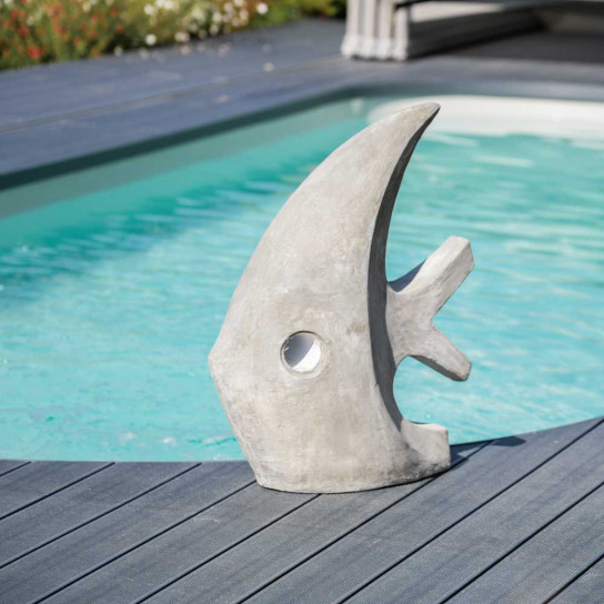 Sculpture contemporaine poisson 78 cm gris