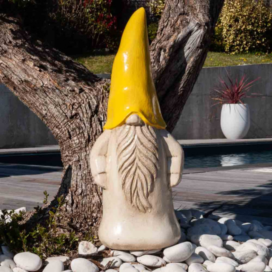 Sculpture de jardin nain 50cm jaune
