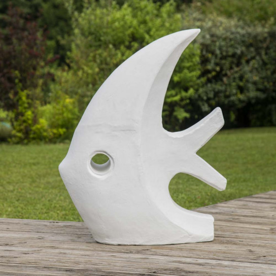 Sculpture design grand poisson blanc 100 cm