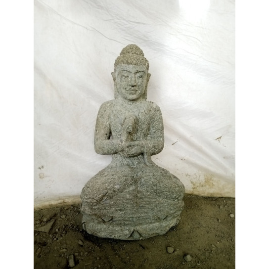 Sculpture en pierre volcanique de bouddha position chakra jardin 50 cm