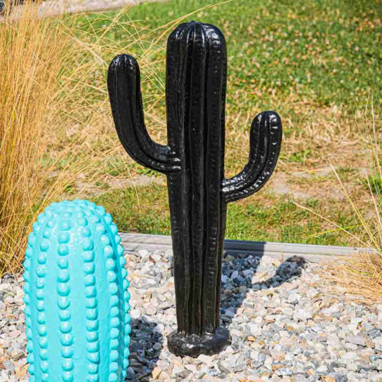 Sculpture moderne cactus noir 50cm