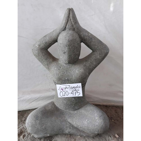 Sculpture moderne femme yoga en pierre 40 cm
