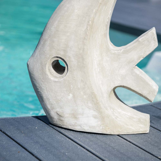 Sculpture moderne jardin poisson petit modèle gris 50 cm