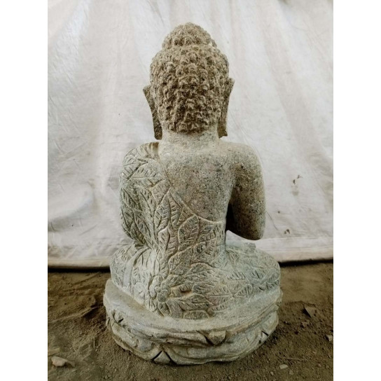Statue bouddha assis pierre volcanique en chakra 50 cm