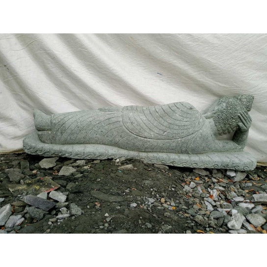 Statue bouddha couché en pierre naturelle 1 m 20