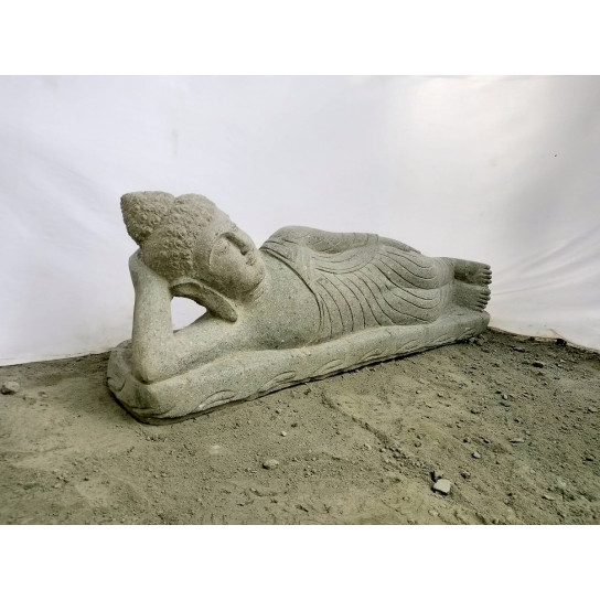 Statue bouddha couché en pierre naturelle 1m