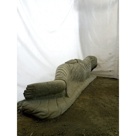 Statue bouddha couché en pierre naturelle  volcanique 1 m 50