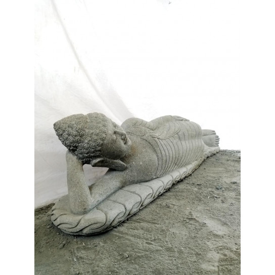 Statue bouddha couché en pierre naturelle  volcanique 1 m 50