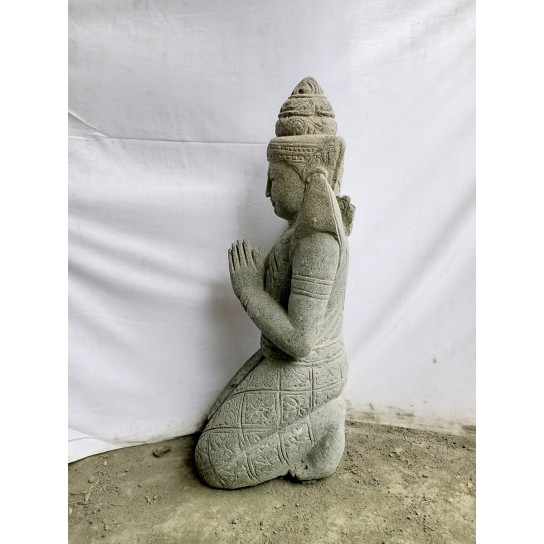 Statue bouddha teppanom en pierre jardin zen 80cm