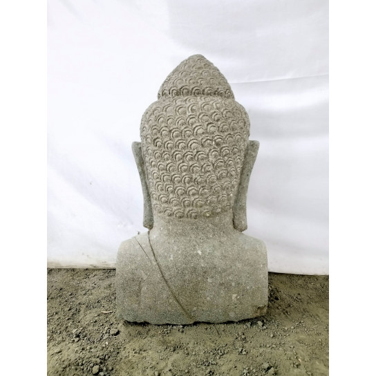 Statue buste de bouddha en pierre volcanique 70 cm déco zen