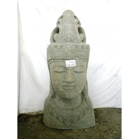 Statue buste déesse balinaise en pierre volcanique 120 cm