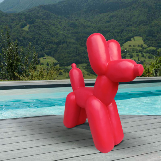 Statue chien ballon rouge 100 cm