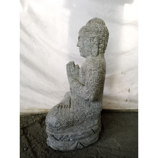 Statue de bouddha assis en pierre naturelle position prière 50 cm