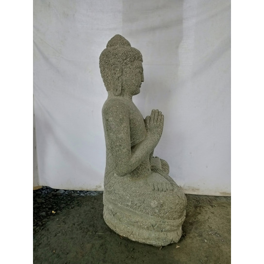 Statue de bouddha assis en pierre position prière 80cm