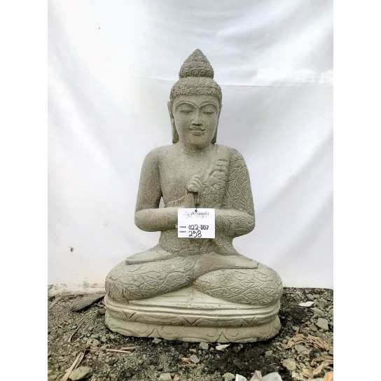 Statue de bouddha assis en pierre volcanique position chakra 80cm