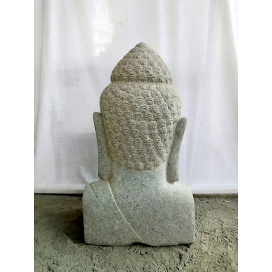 Statue de bouddha buste en pierre volcanique 70 cm