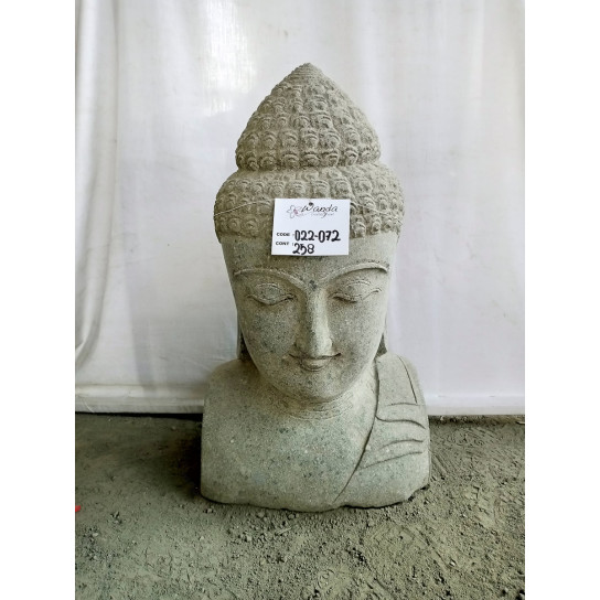 Statue de bouddha buste en pierre volcanique 70 cm