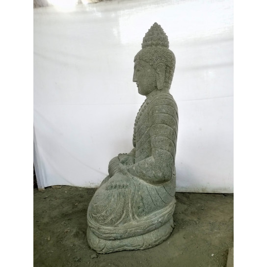 Statue de bouddha en pierre jardin zen position offrande 1,20 m