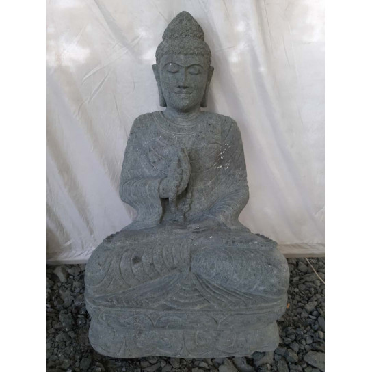 Statue de bouddha en pierre naturelle chapelet position chakra 1m20