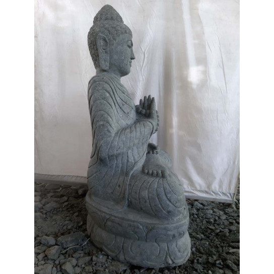 Statue de bouddha en pierre naturelle chapelet position chakra 1m20