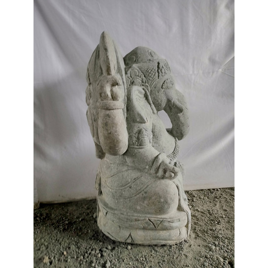 Statue de ganesh en pierre volcanique jardin zen 80 cm