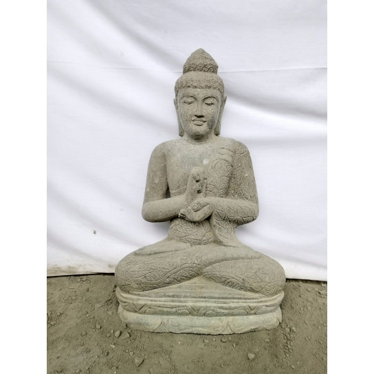 Statue de jardin bouddha en pierre position chakra 80 cm