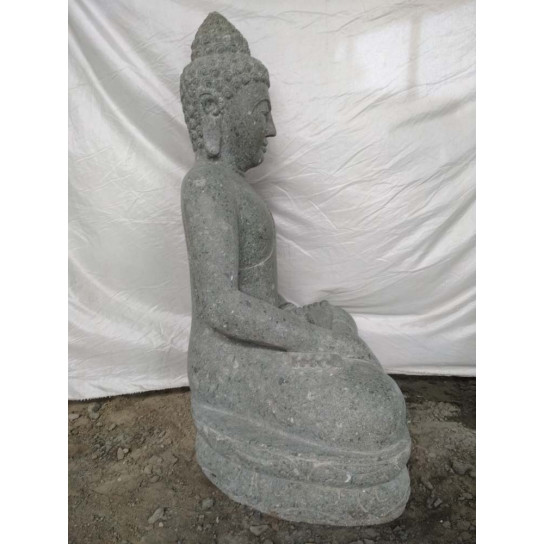 Statue de jardin bouddha en pierre position offrande 100cm