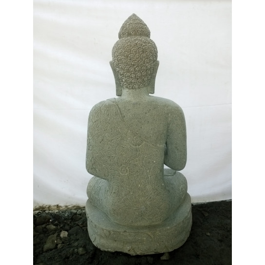 Statue de jardin bouddha en pierre volcanique position chakra 1,20 m