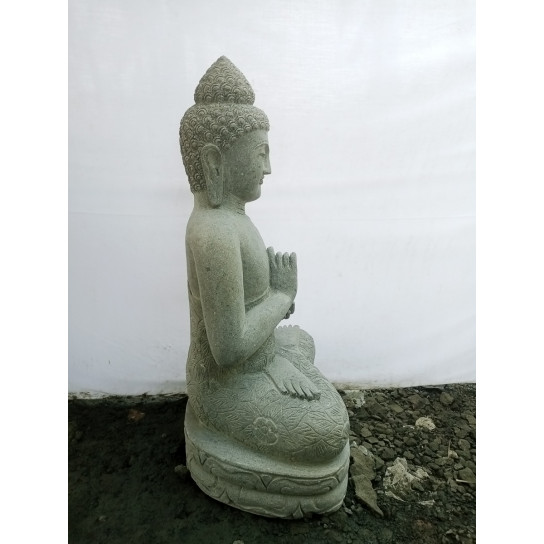Statue de jardin bouddha en pierre volcanique position chakra 1,20 m