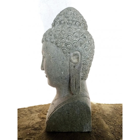 Statue de jardin buste de bouddha deco zen 70 cm