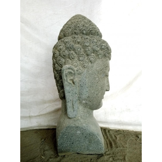 Statue de jardin buste de bouddha pierre naturelle 70 cm
