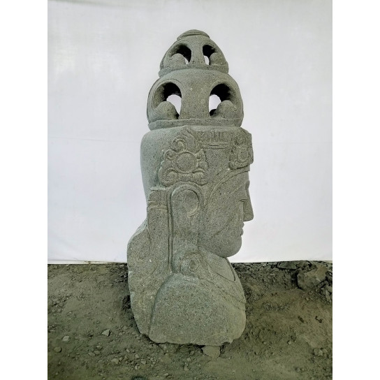 Statue de jardin buste déesse balinaise en pierre 120 cm