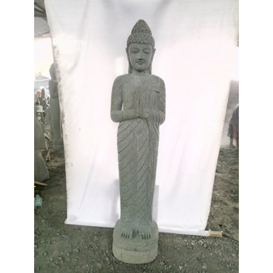 Statue de jardin en pierre bouddha debout prière de 2 m