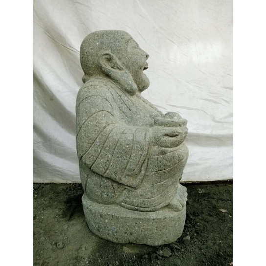 Statue de jardin en pierre happy bouddha 60 cm