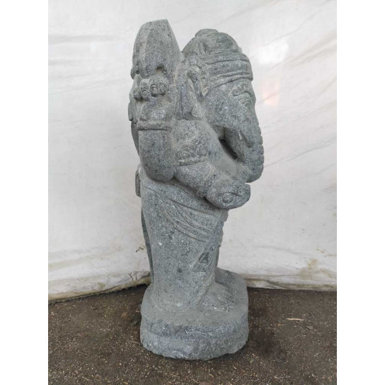 Statue de jardin en pierre naturelle ganesh debout 60 cm