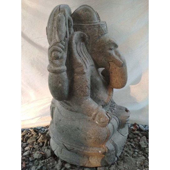 Statue de jardin en pierre volcanique ganesh 80 cm